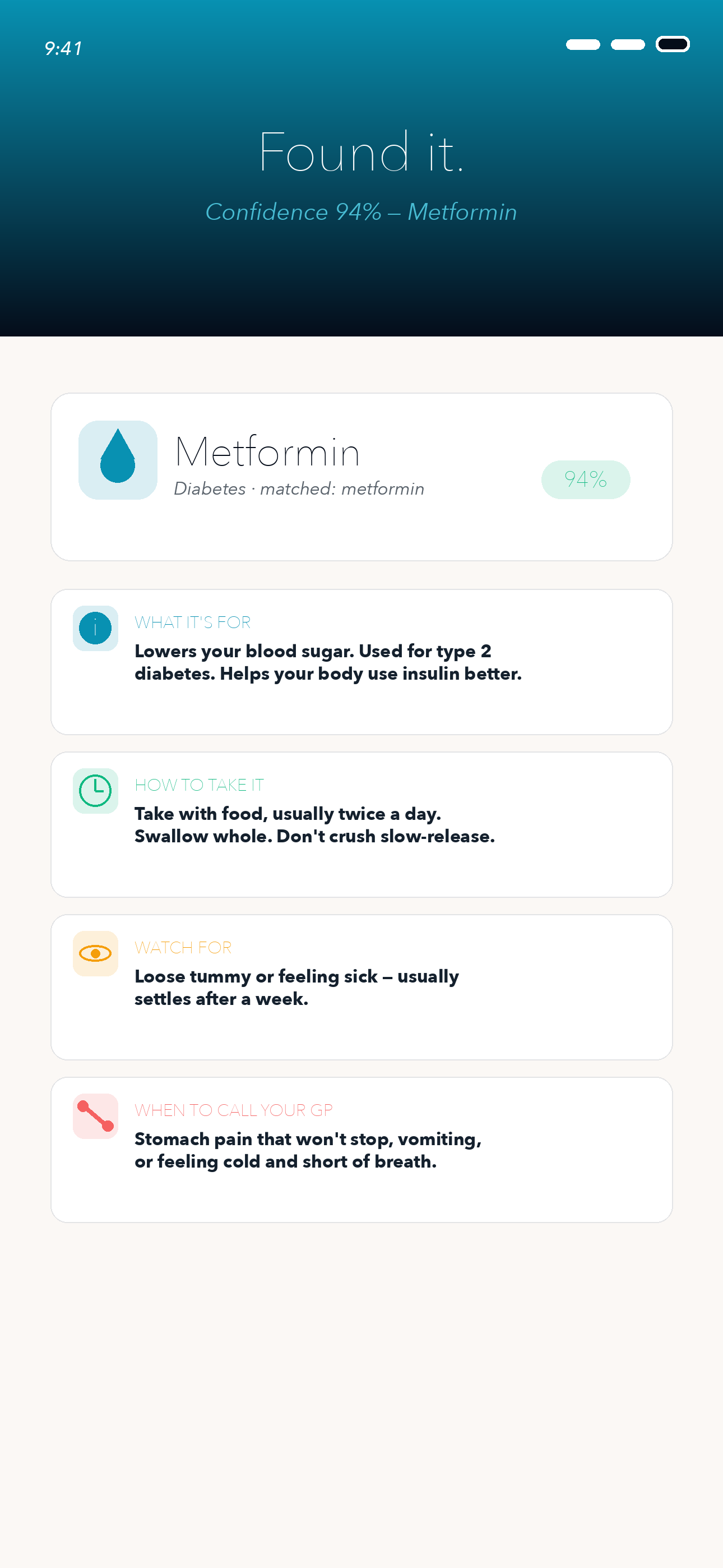 Mahino match result for Metformin